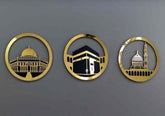 Set of 3 Islamic Holy Sites Round Wall Art