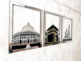 Mecca Madina Masjid Nabvi Wall Art (Set of 3)