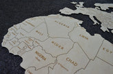 Wooden World Map with Countries on Wall