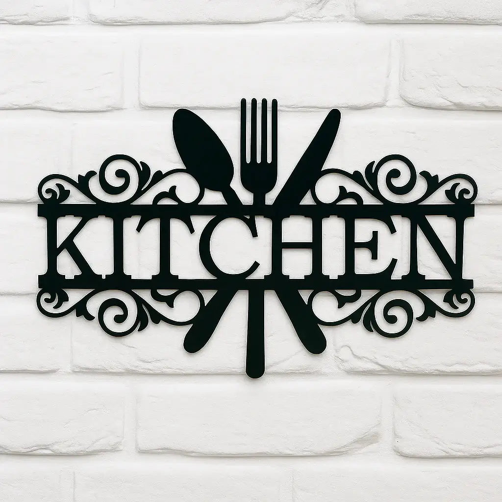 Kitchen Word With Utensils Wall Decor