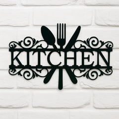 Kitchen Word With Utensils Wall Decor