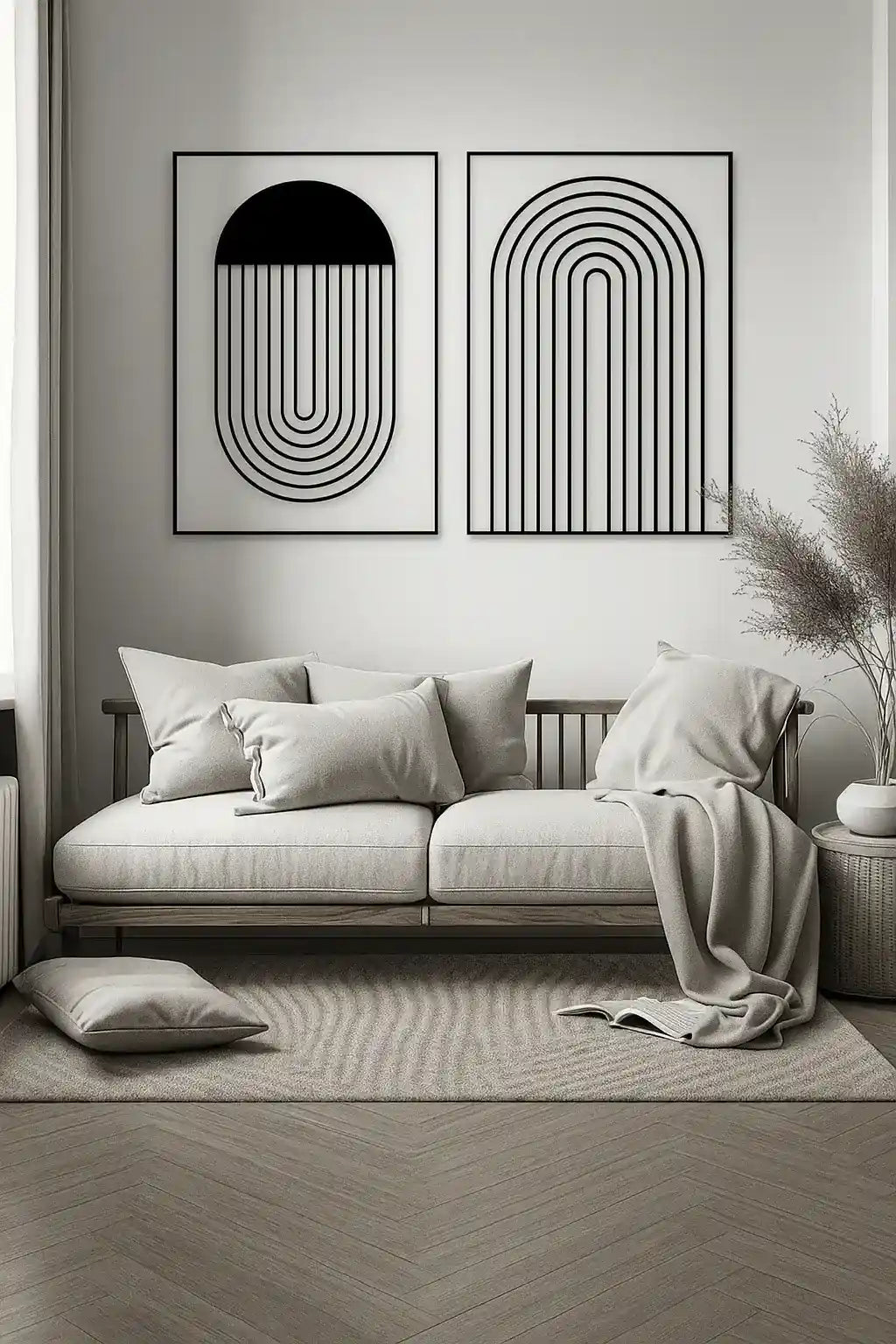 Set of 2 Line Wall Art