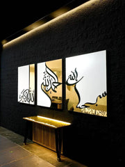 Set of 3 Handmade Alhamdulillah Allahu Akbar Subhan Allah Wall Art