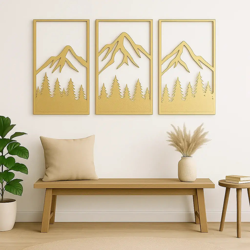 Set of 3 Mountain Forest Wall Art