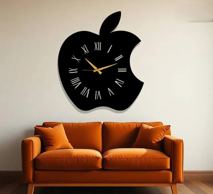 Apple Shaped Clock Wall Art Decor