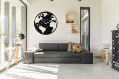 Globe world clock wall art