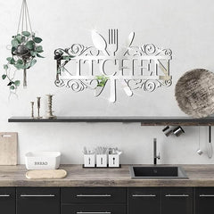 Kitchen word with utensils wall decor 