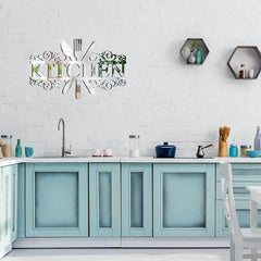 Kitchen word with utensils wall decor 