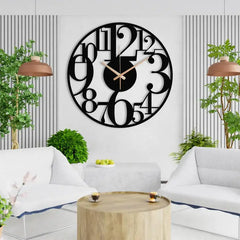 Large Black Numbers Round Wall Clock
