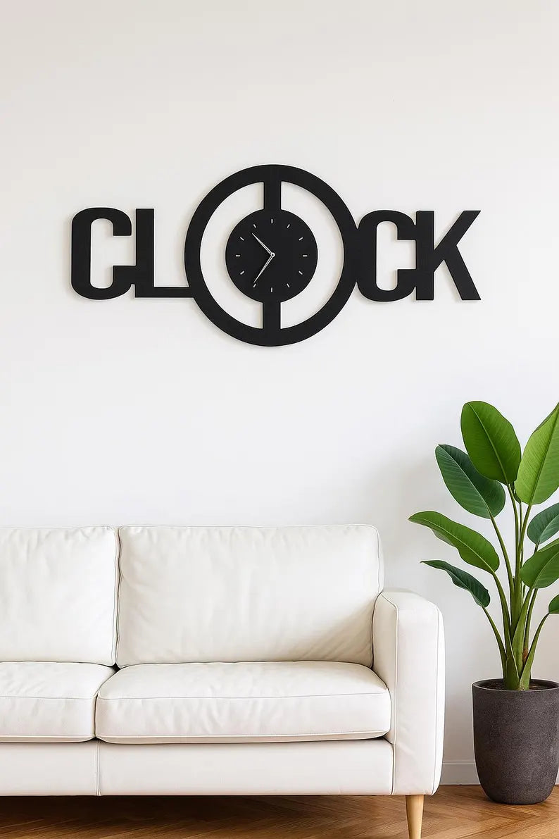 Modern clock word wall clock