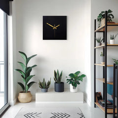 Plain Black Square Unique Wall Clock