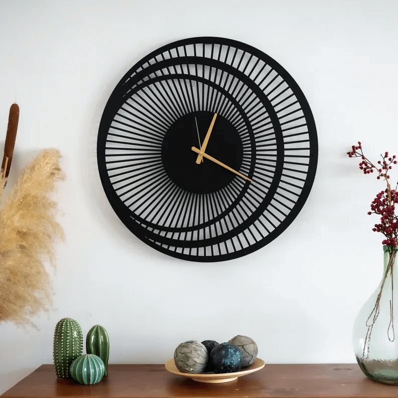 Round circles 3D geometric clock