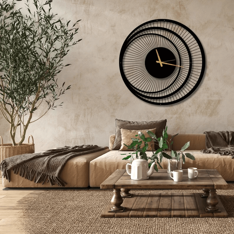 Round circles 3D geometric clock