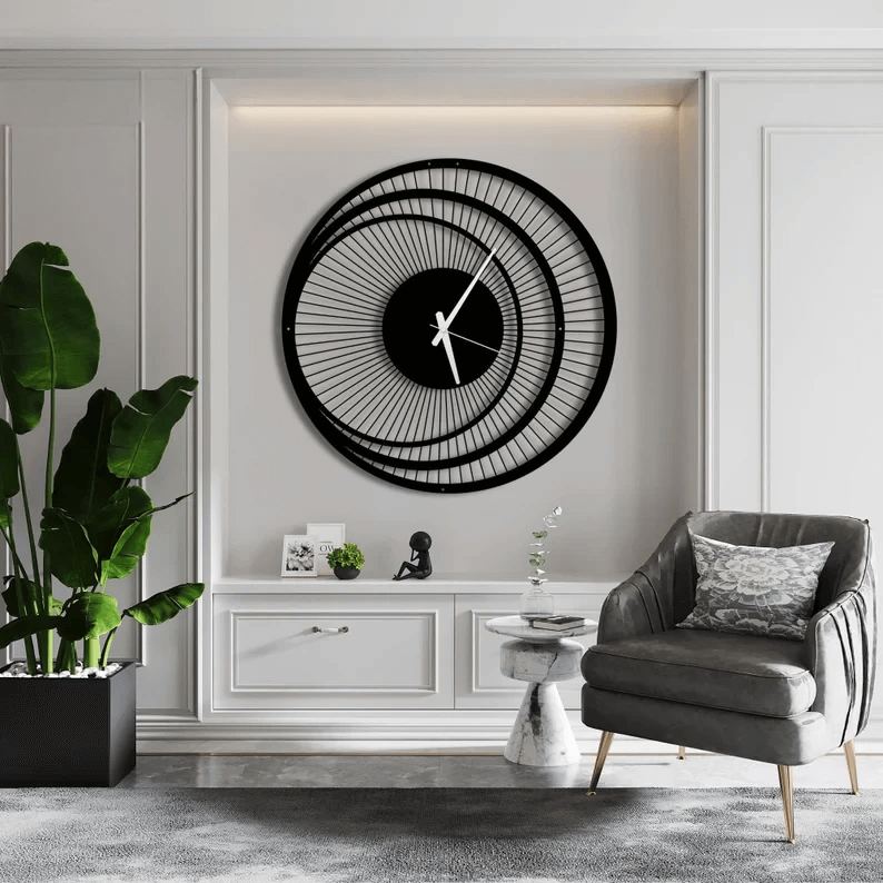 Round circles 3D geometric clock