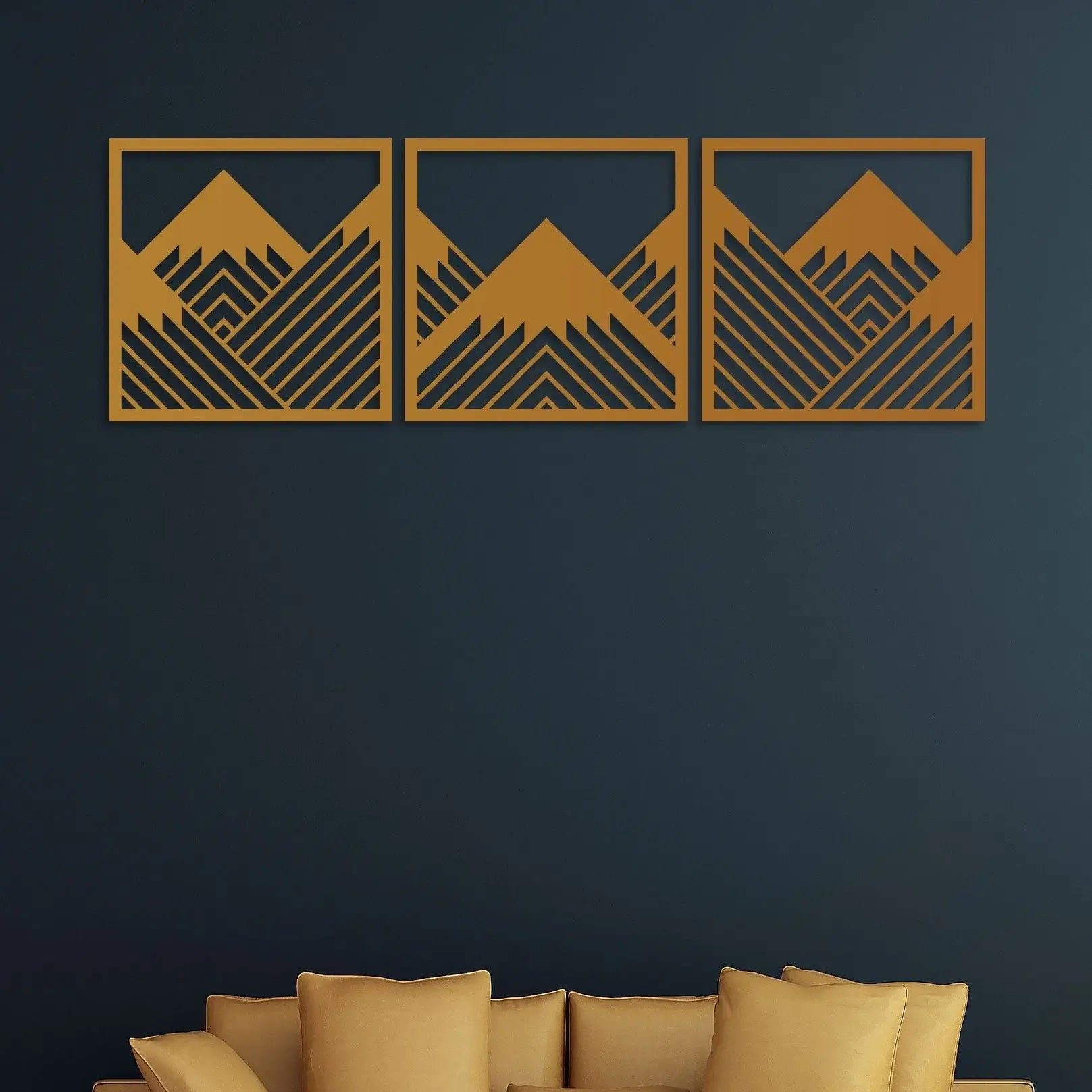 Set of 3 Geometric Mountains wall frames