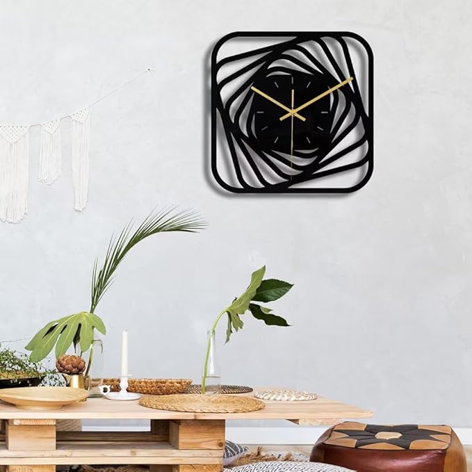 Square 3D modern wall clock