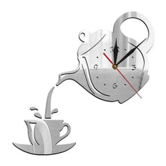 Tea kettle wall clock for kitchen 