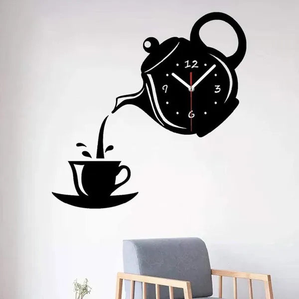 Tea kettle wall clock for kitchen 