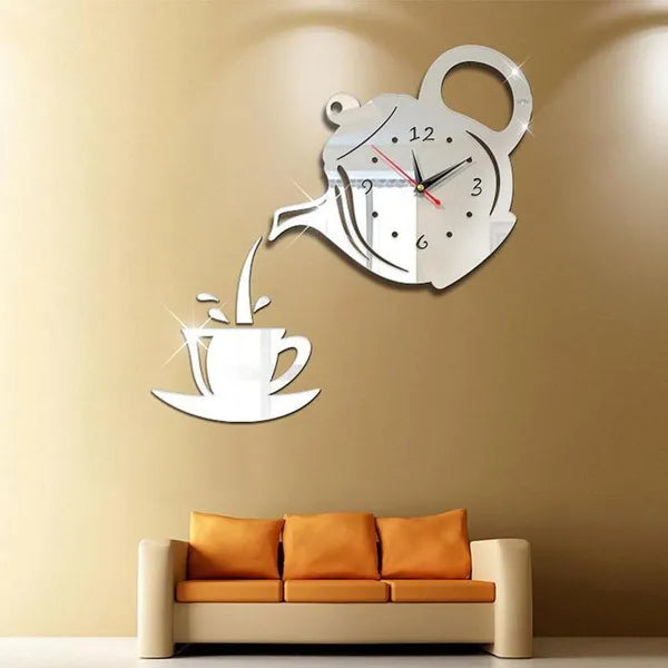 Tea kettle wall clock for kitchen 