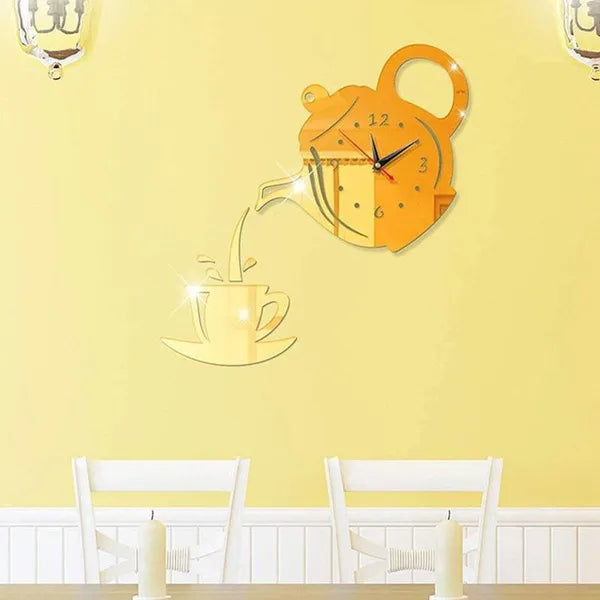 Tea kettle wall clock for kitchen 