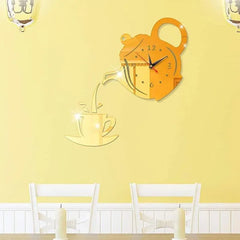 Tea kettle wall clock for kitchen 