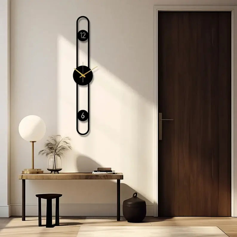 Vertical Clock Ruler Vertical Minimalist Large Wall Clock – Shahnoor
