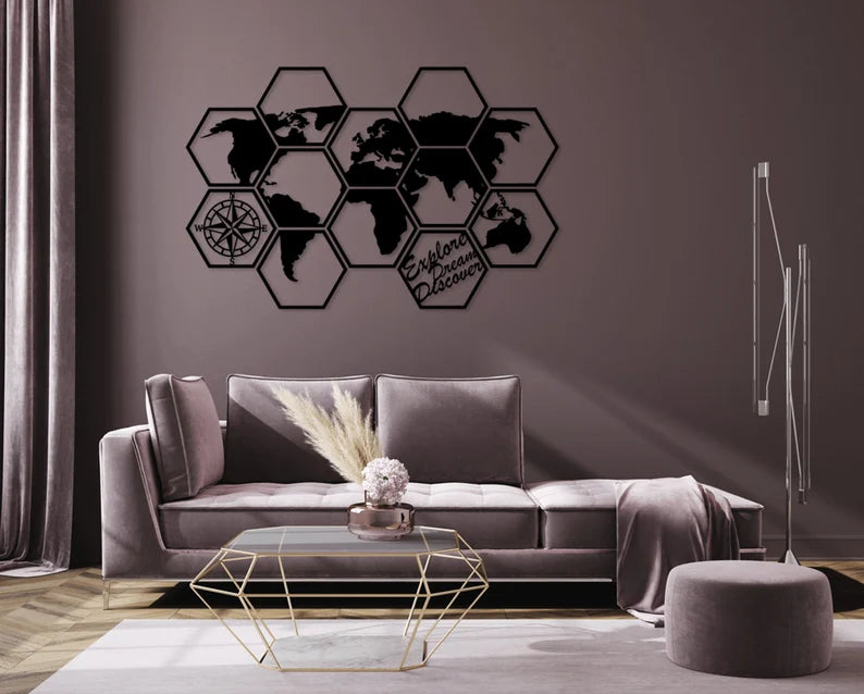 World Globe Map Wall Art