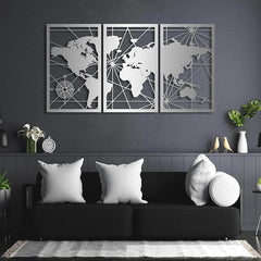 World Map Wall Decor (Set of 3)