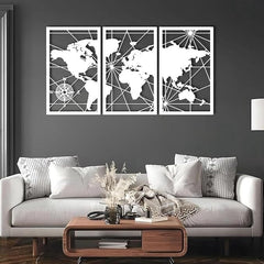 World Map Wall Decor (Set of 3)