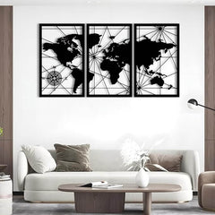 World Map Wall Decor (Set of 3)