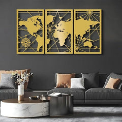 World Map Wall Decor (Set of 3)