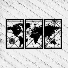 World Map Wall Decor (Set of 3)
